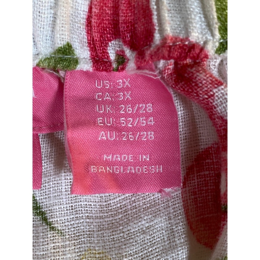 Isaac Mizrahi Womens 3X 100% Linen Fruit Print Peasant Blouse Short Sleeve - Picture 8 of 8